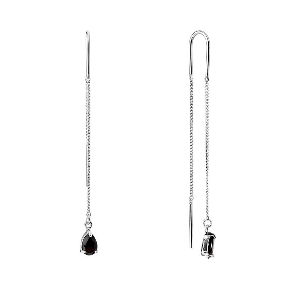 Серьги с гранатами из серебра 925 пробы