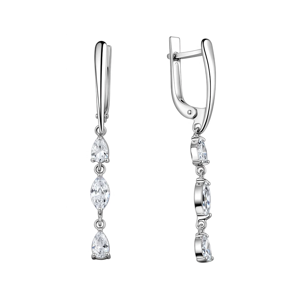 Серьги с фианитами из серебра 925 пробы