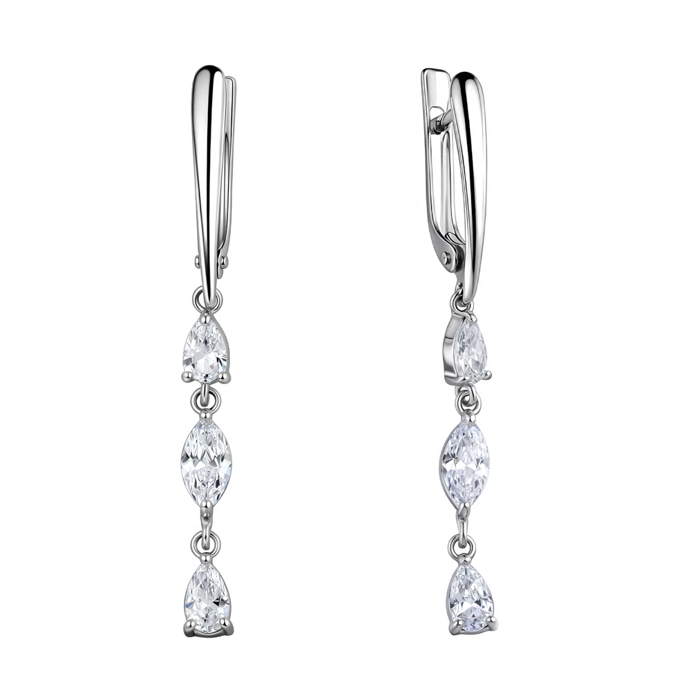 Серьги с фианитами из серебра 925 пробы