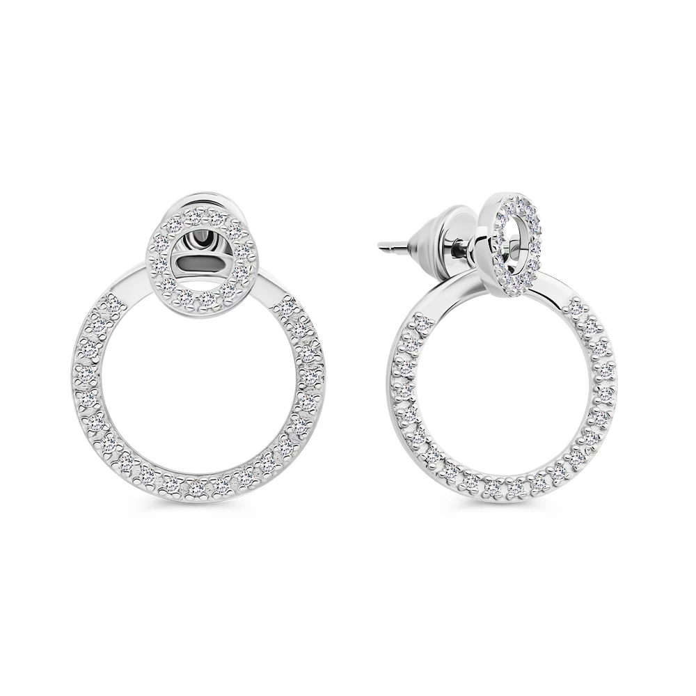 Серьги с фианитами из серебра 925 пробы