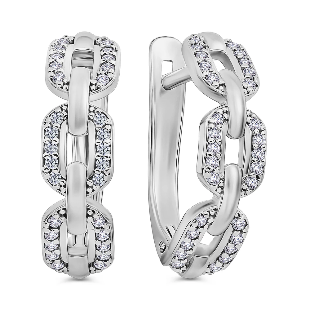 Серьги с фианитами из серебра 925 пробы