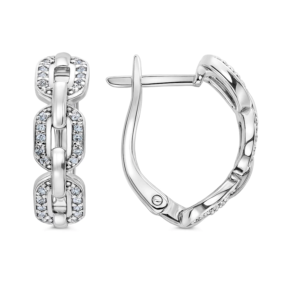 Серьги с фианитами из серебра 925 пробы