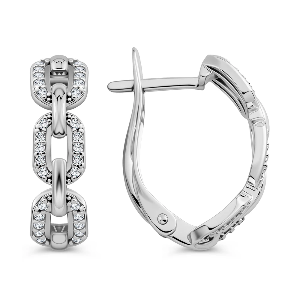 Серьги с фианитами из серебра 925 пробы