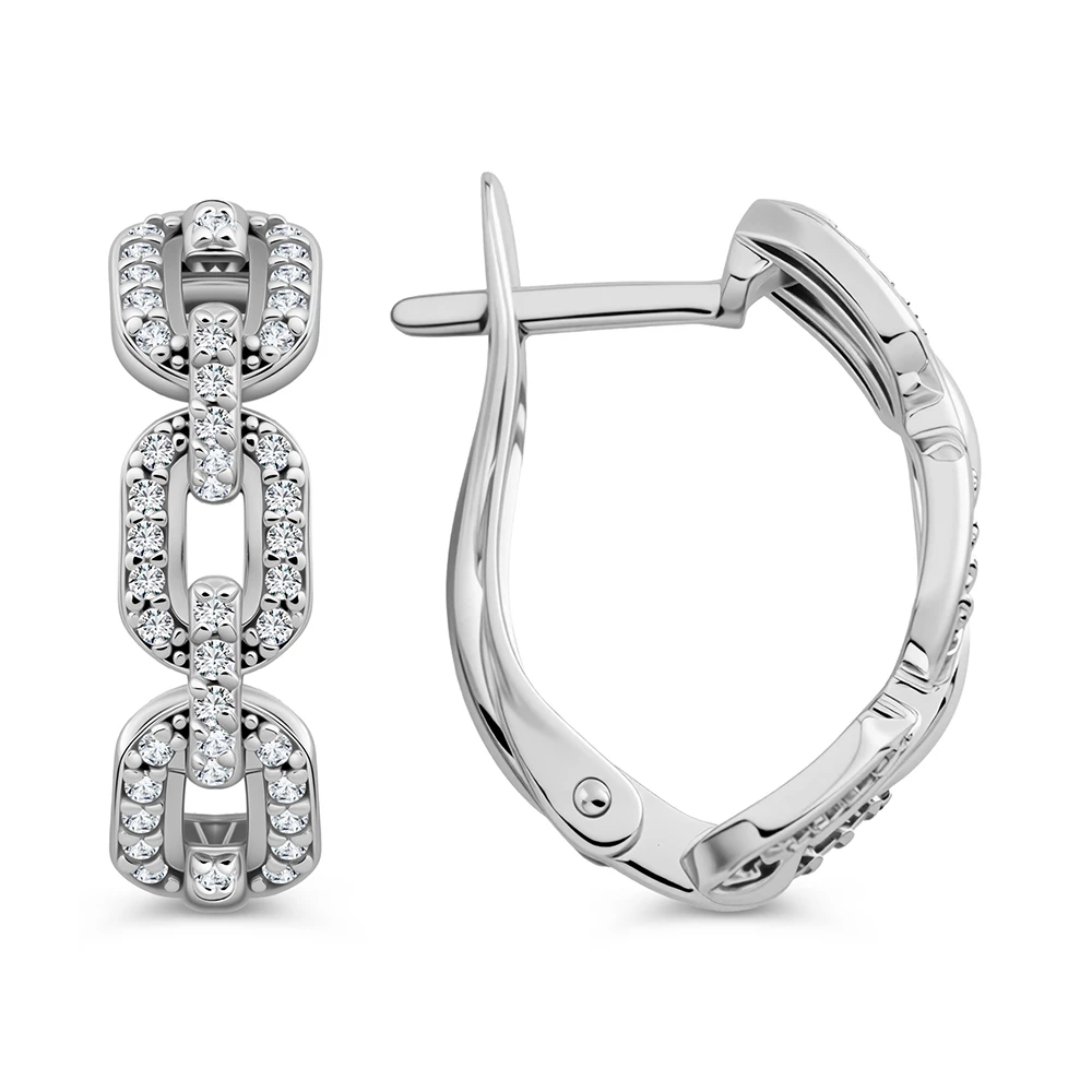 Серьги с фианитами из серебра 925 пробы