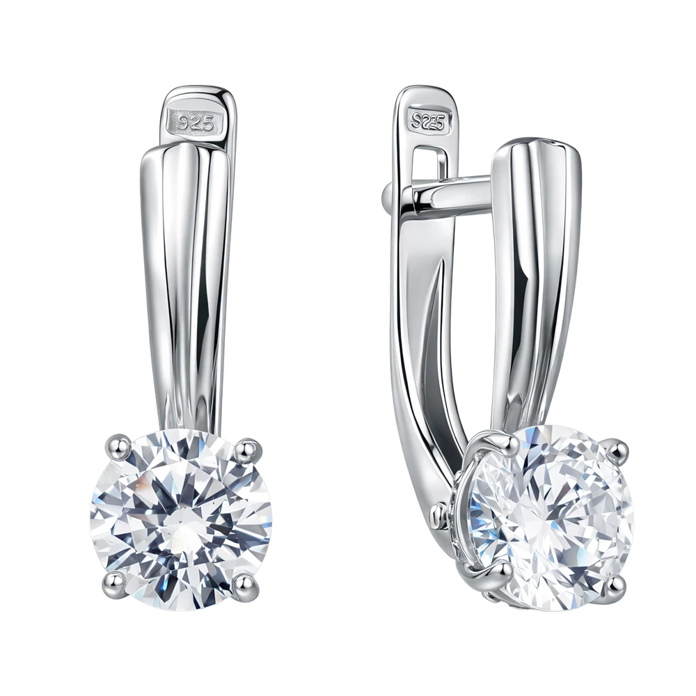 Серьги с фианитами из серебра 925 пробы