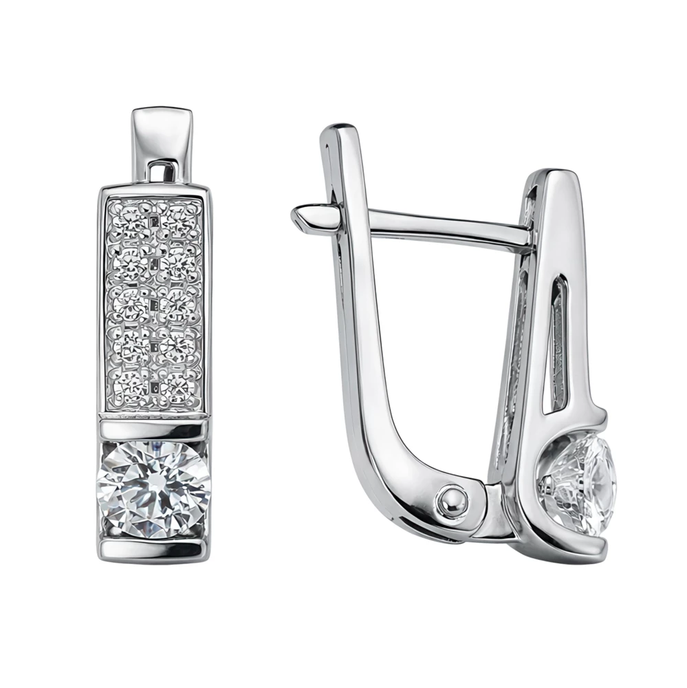 Серьги с фианитами из серебра 925 пробы