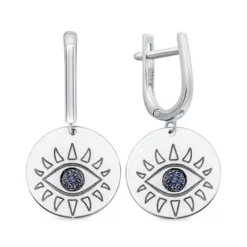 Серьги с фианитами из серебра 925 пробы