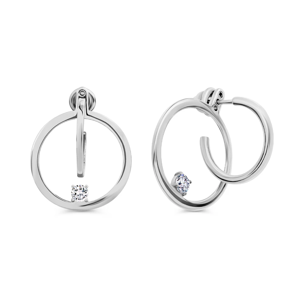 Серьги с фианитами из серебра 925 пробы