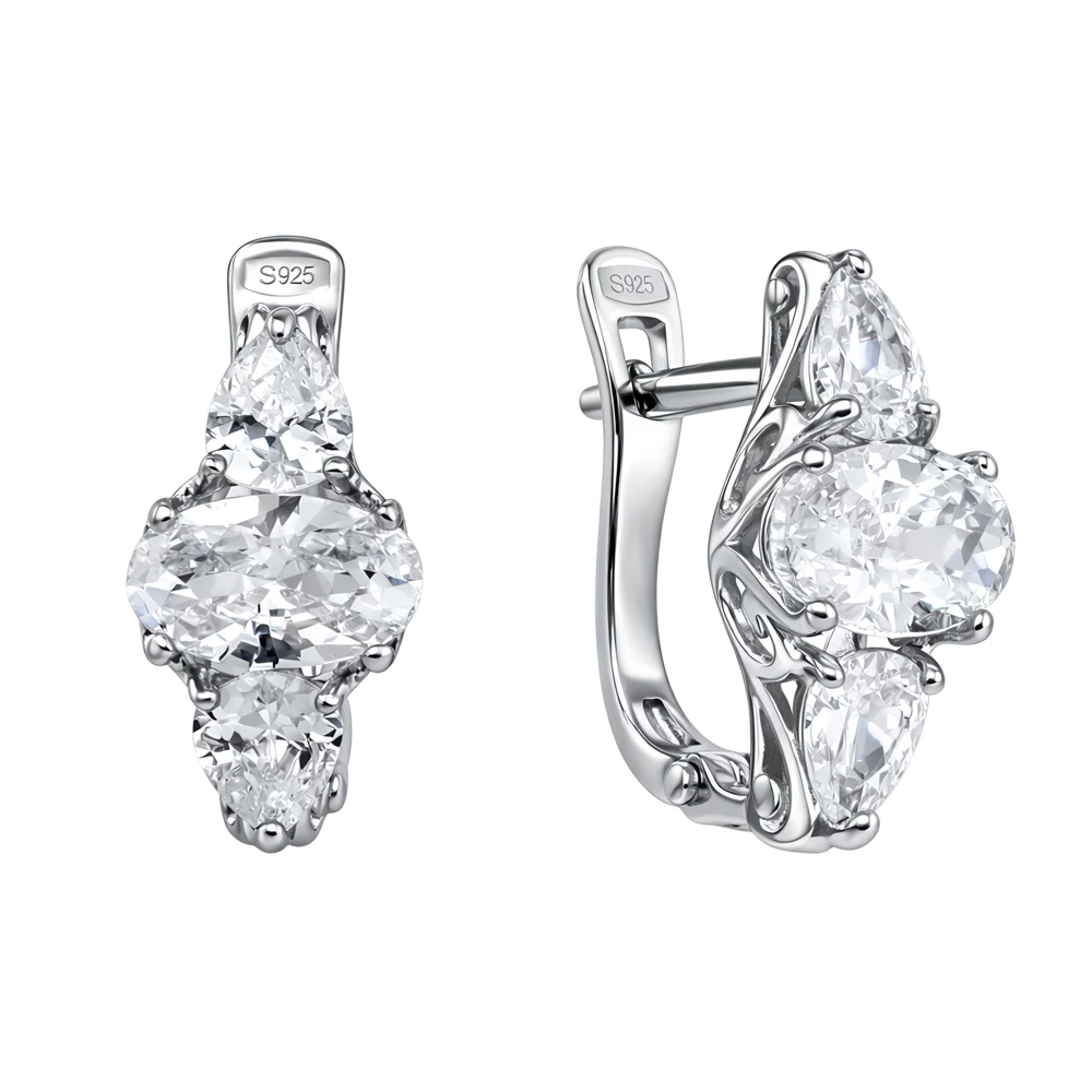 Серьги с фианитами из серебра 925 пробы