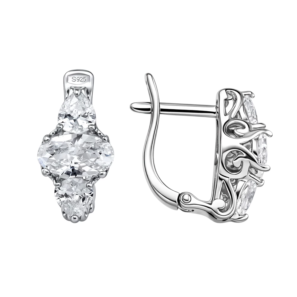 Серьги с фианитами из серебра 925 пробы