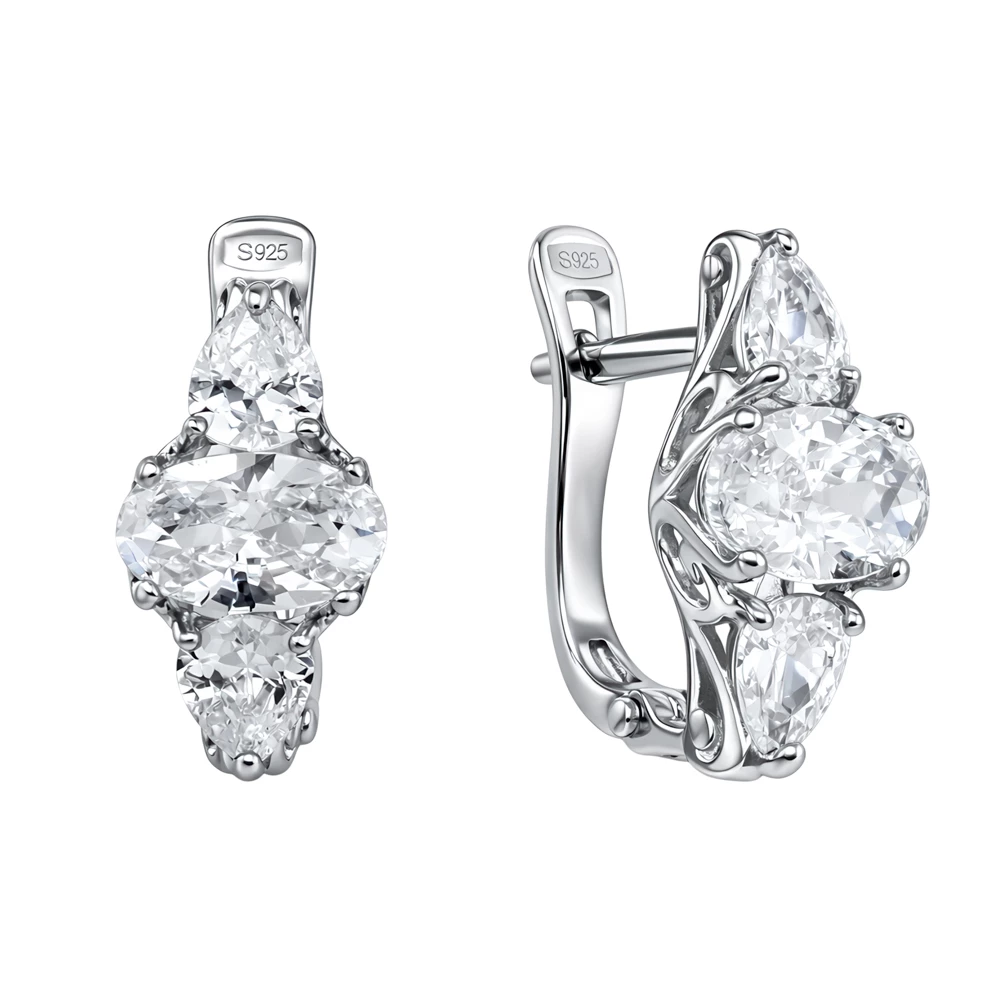 Серьги с фианитами из серебра 925 пробы