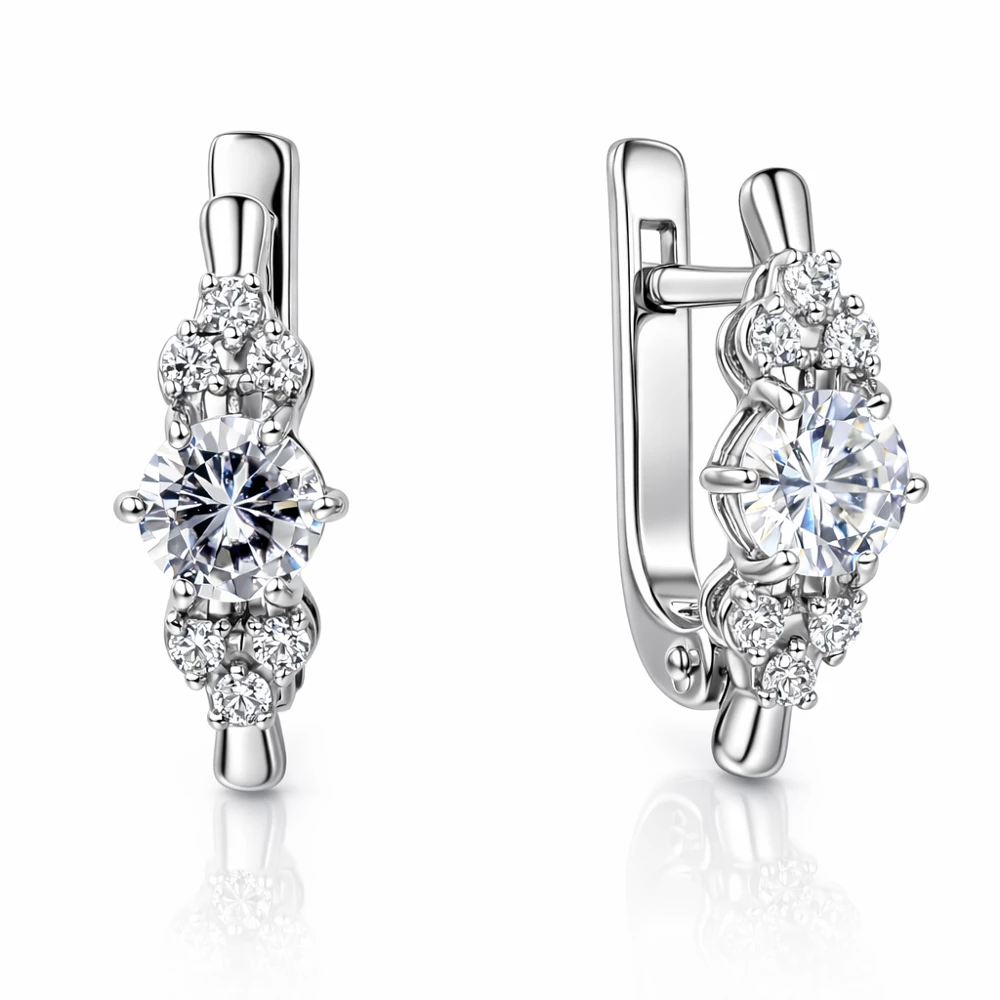 Серьги с фианитами из серебра 925 пробы