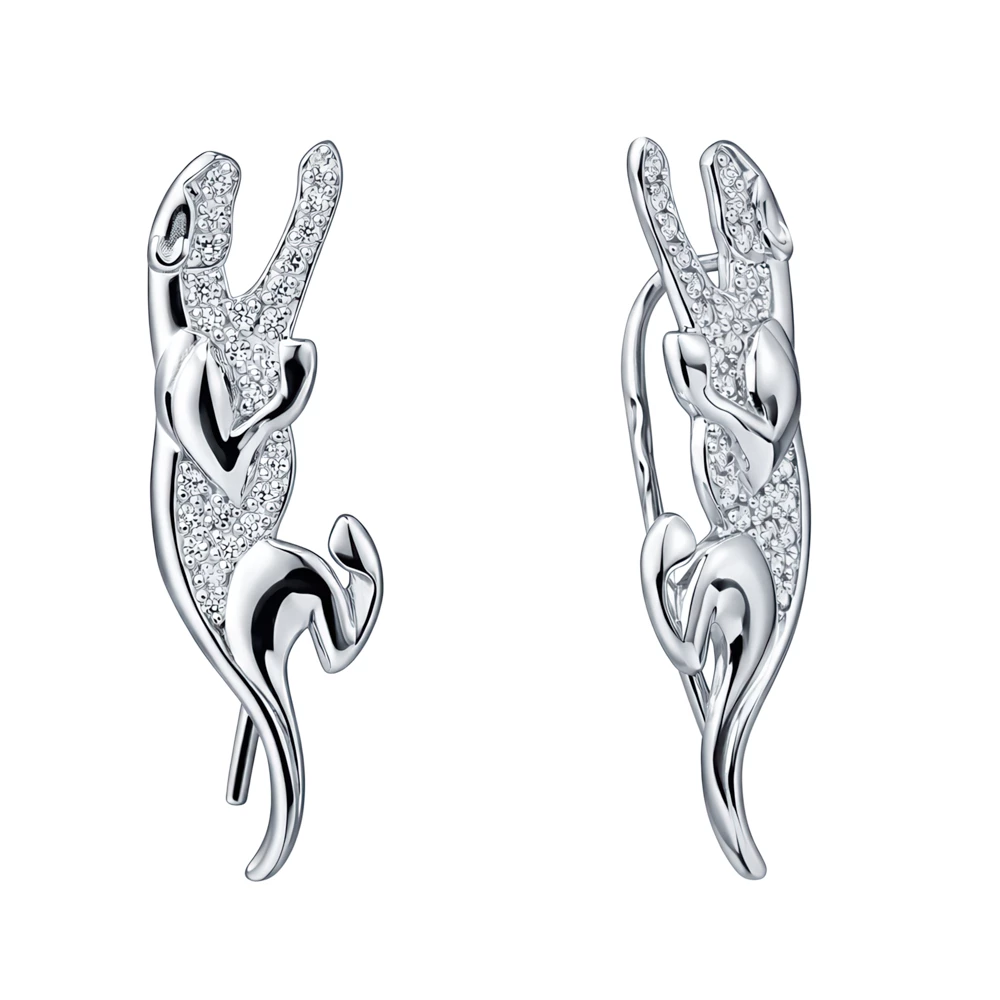 Серьги с фианитами из серебра 925 пробы