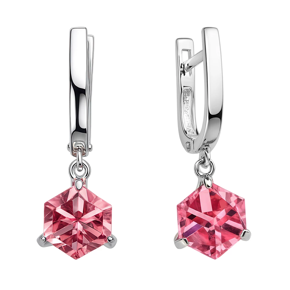 Серьги с ювелирным кристаллом из серебра 925 пробы