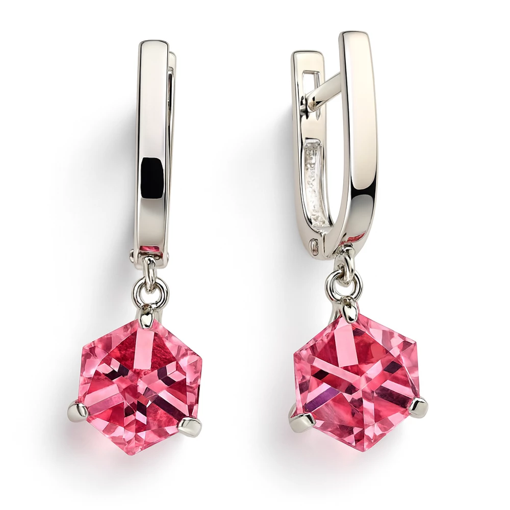 Серьги с ювелирным кристаллом из серебра 925 пробы