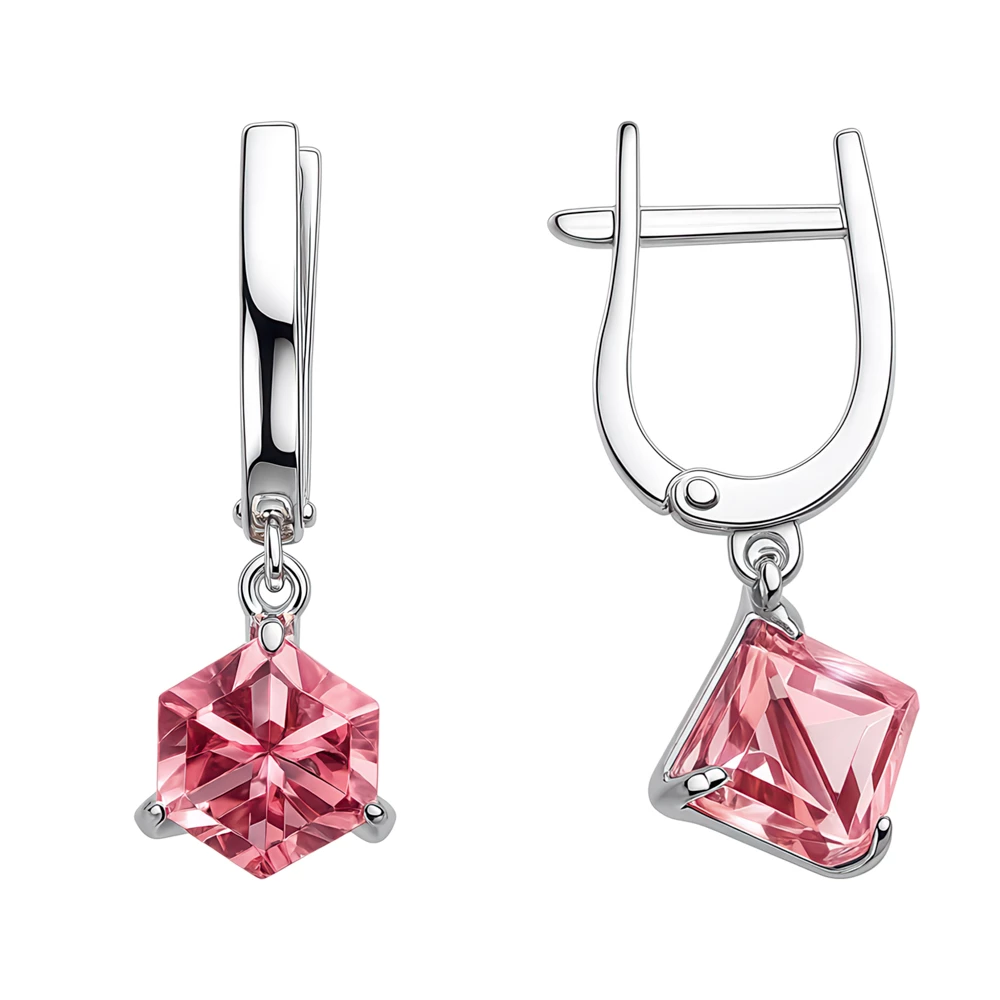 Серьги с ювелирным кристаллом из серебра 925 пробы