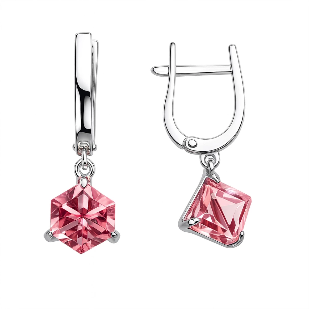 Серьги с ювелирным кристаллом из серебра 925 пробы