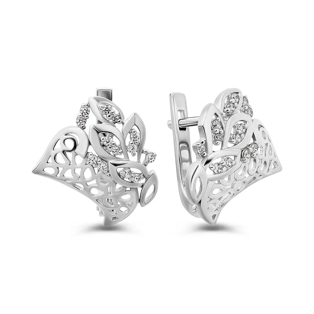 Серьги с фианитами из серебра 925 пробы 1