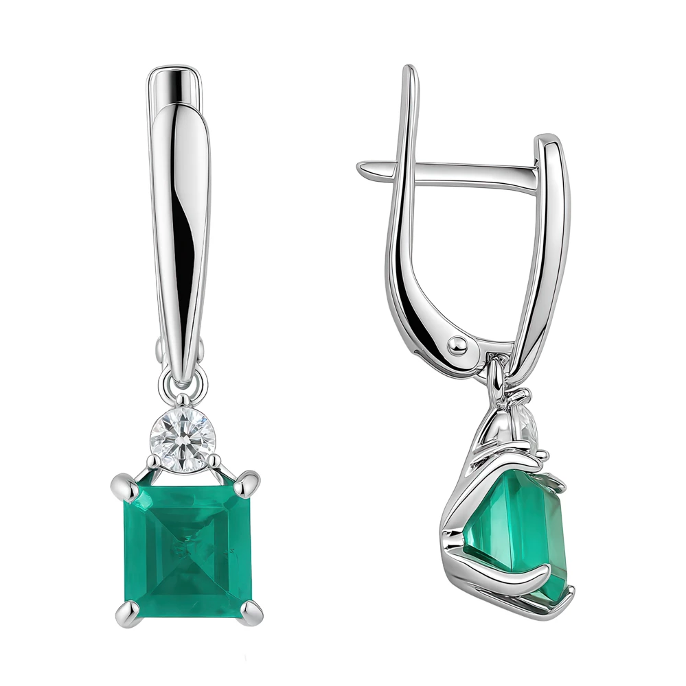 Серьги с горным хрусталём из серебра 925 пробы