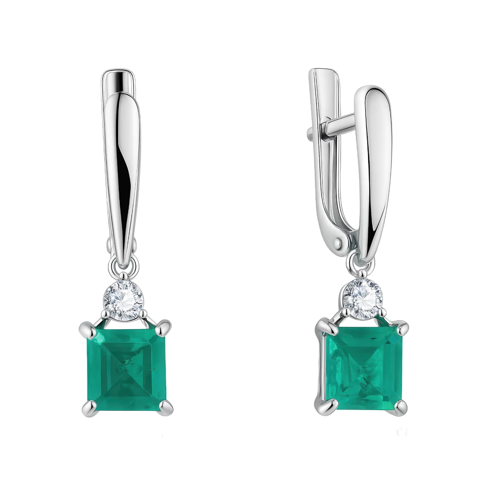 Серьги с горным хрусталём из серебра 925 пробы