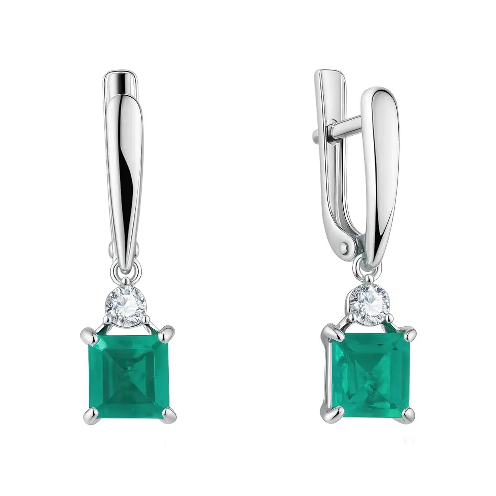 Серьги с горным хрусталём из серебра 925 пробы