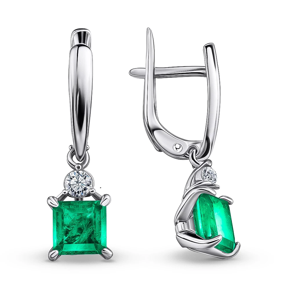 Серьги с горным хрусталём из серебра 925 пробы