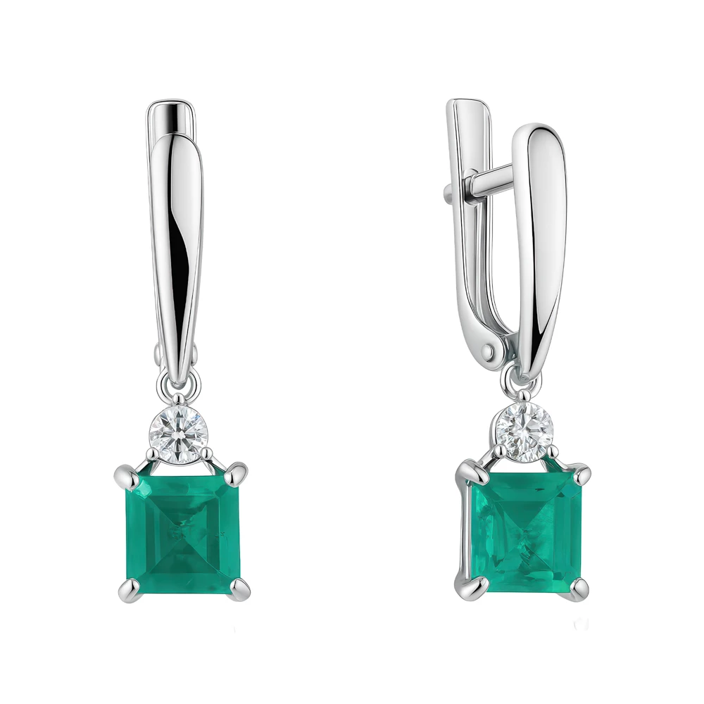 Серьги с горным хрусталём из серебра 925 пробы