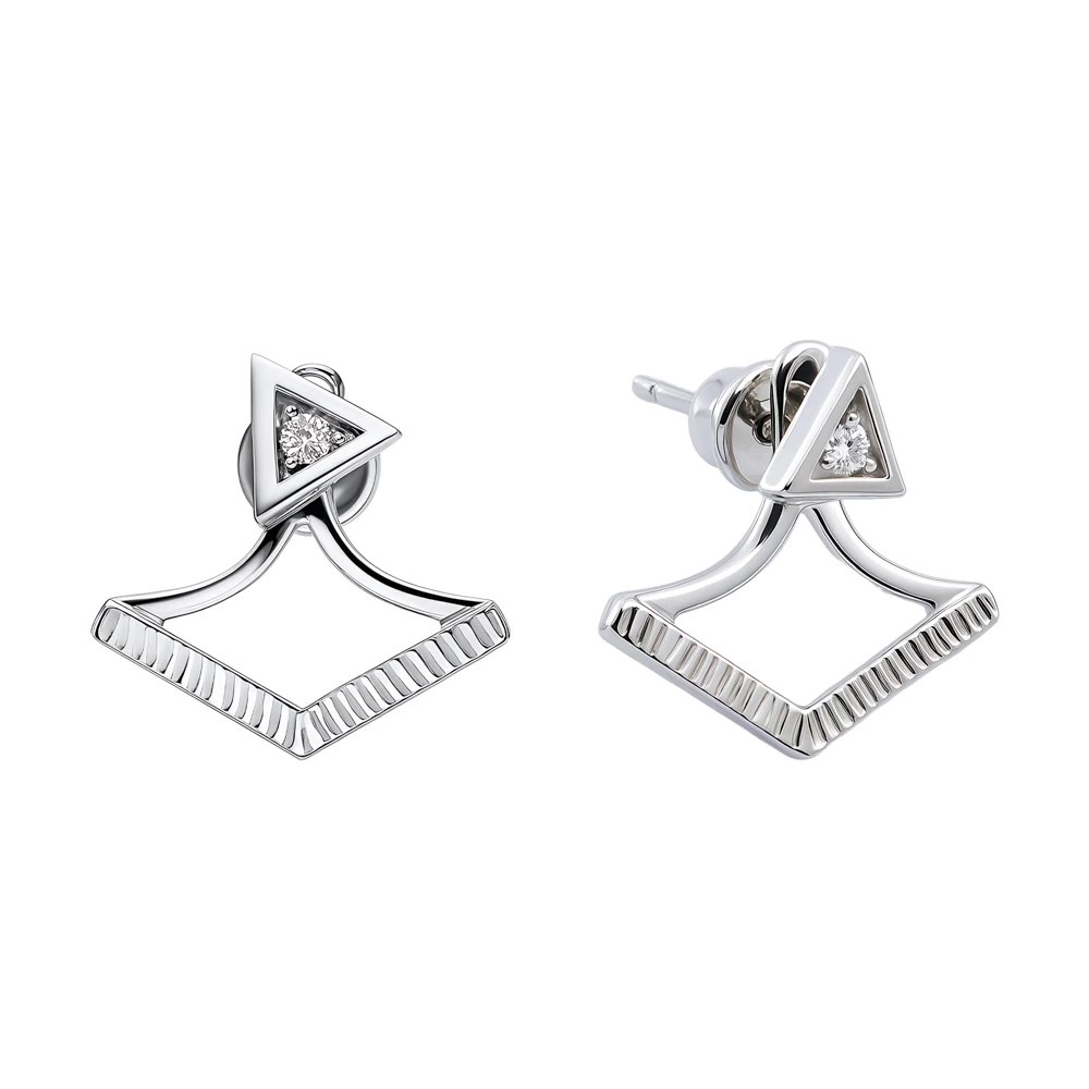 Серьги с фианитами из серебра 925 пробы