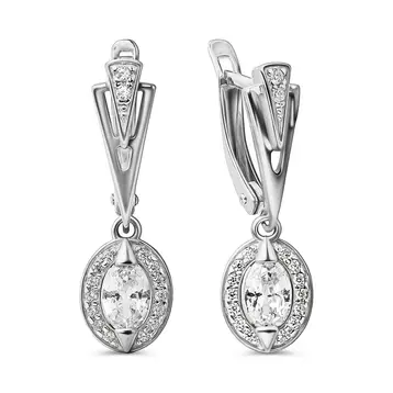 Серьги с фианитами из серебра 925 пробы