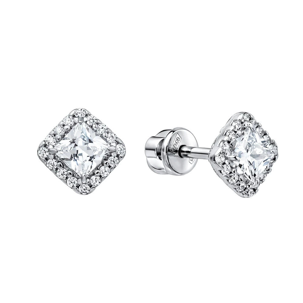 Серьги с фианитами из серебра 925 пробы