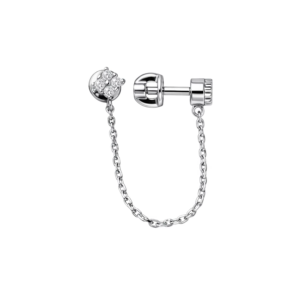 Серьга с фианитами из серебра 925 пробы