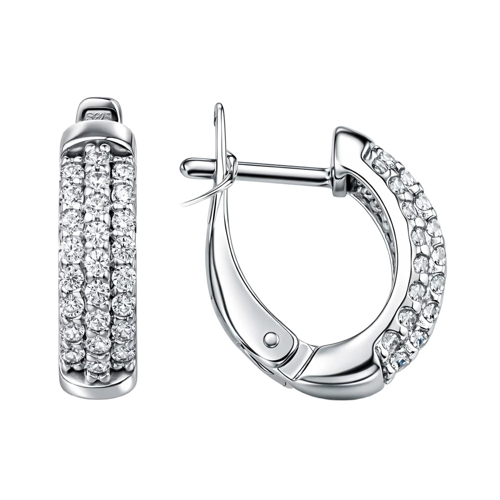 Серьги с фианитами из серебра 925 пробы