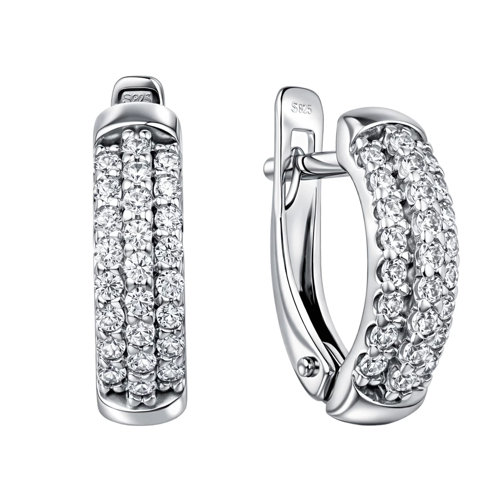 Серьги с фианитами из серебра 925 пробы