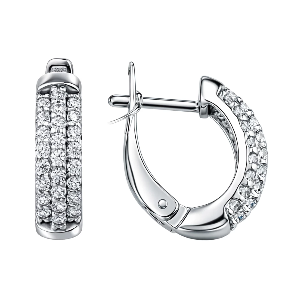 Серьги с фианитами из серебра 925 пробы