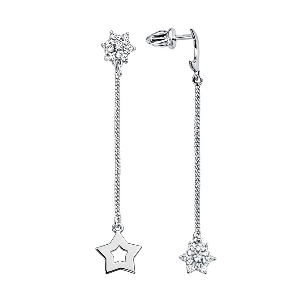 Серьги с фианитами из серебра 925 пробы