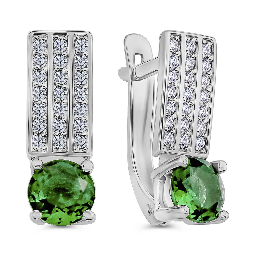 Серьги с фианитами из серебра 925 пробы