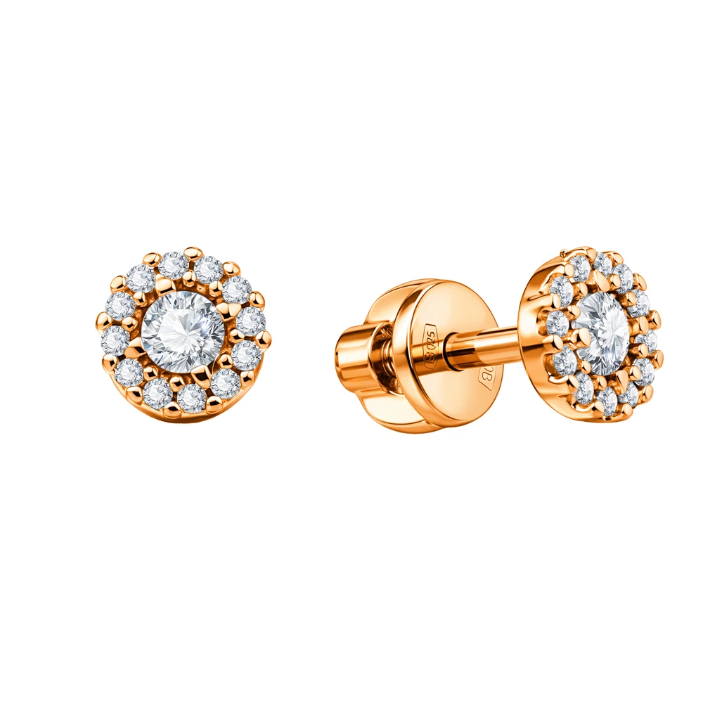 Серьги с фианитами из серебра 925 пробы