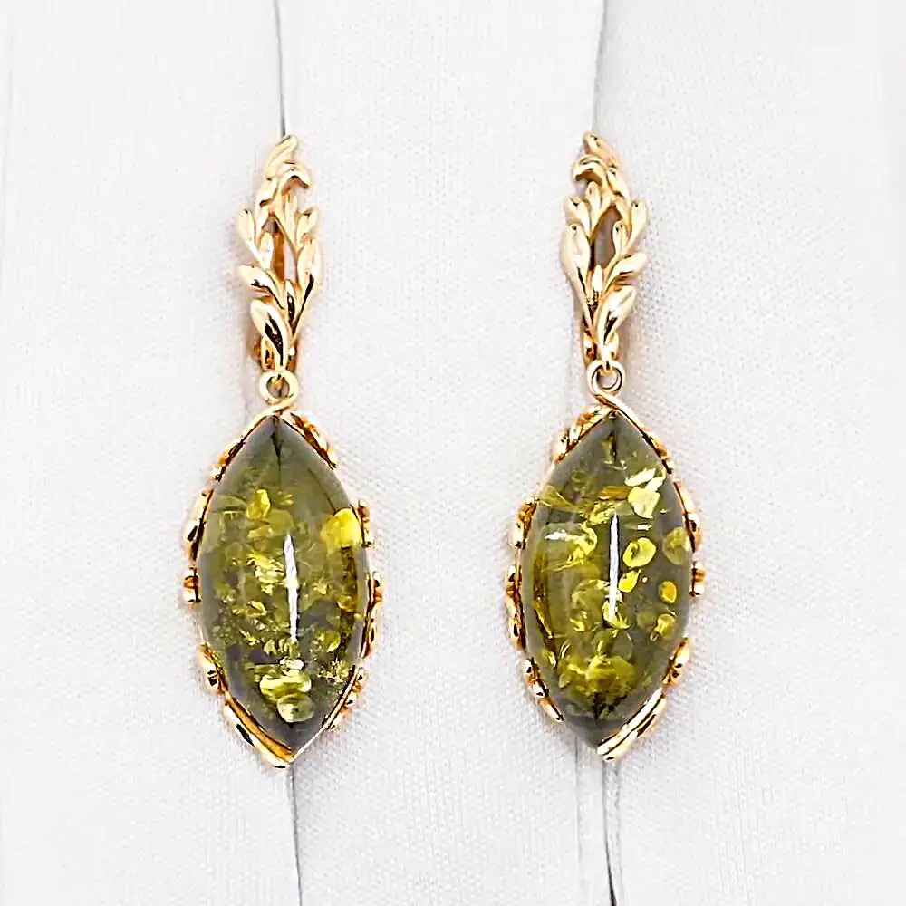 Серьги с янтарем из серебра 925 пробы 2