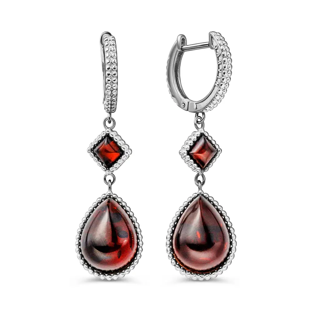 Серьги с янтарем из серебра 925 пробы 1