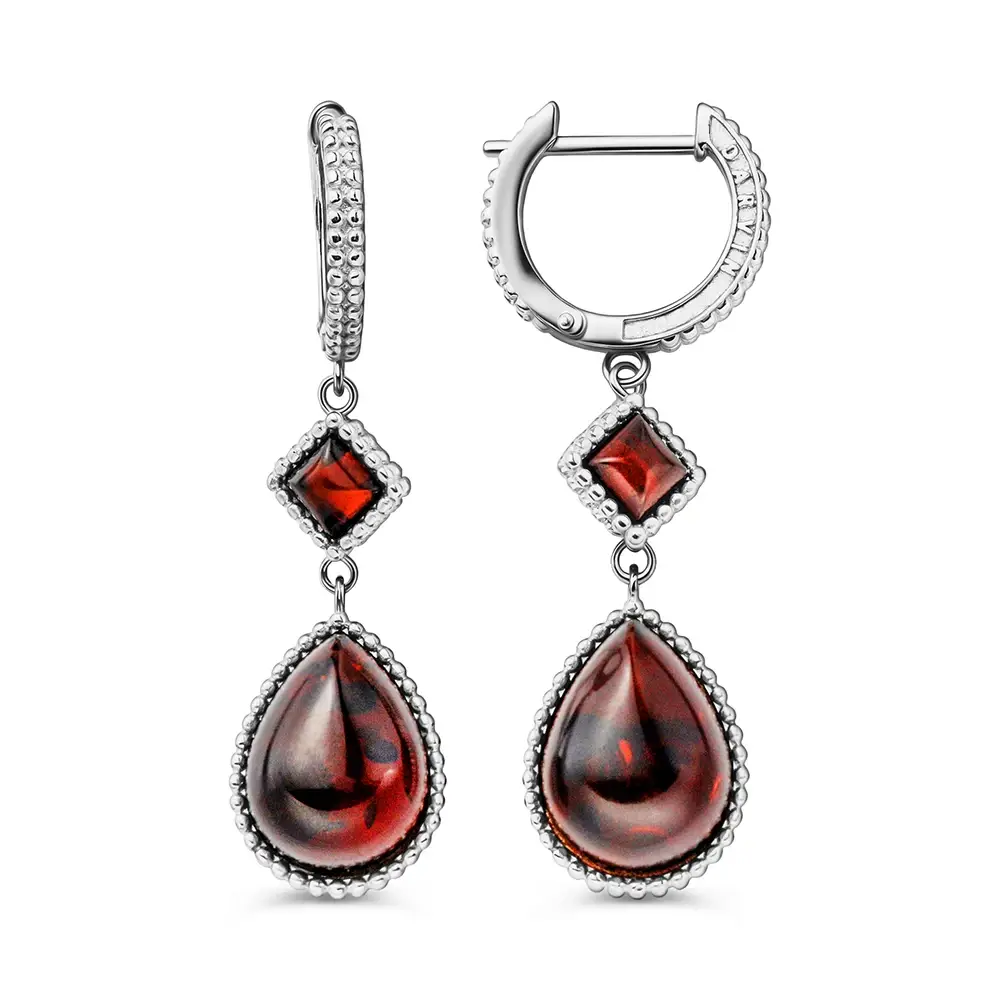 Серьги с янтарем из серебра 925 пробы 2