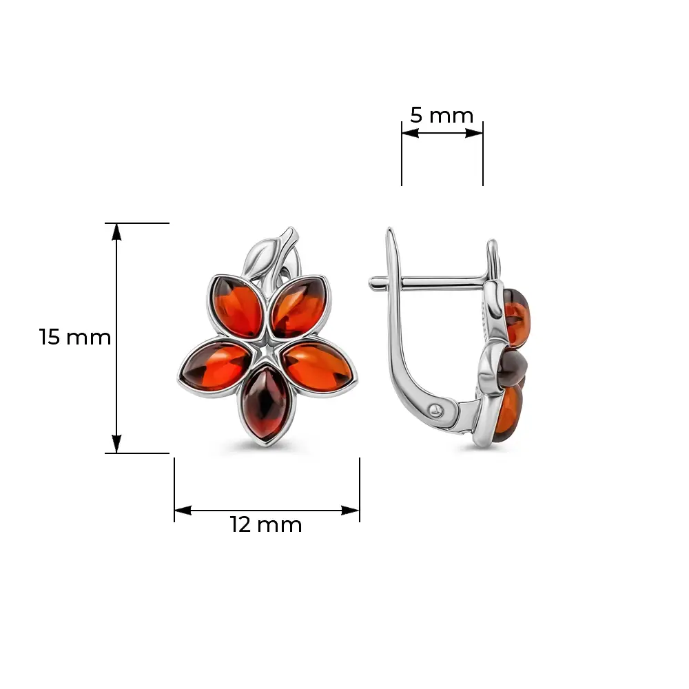 Серьги с янтарем из серебра 925 пробы