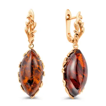 Серьги с янтарем из серебра 925 пробы