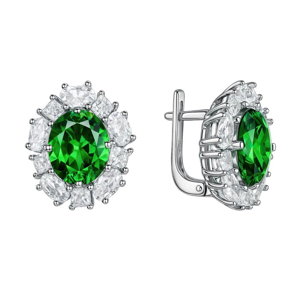 Серьги с фианитами из серебра 925 пробы