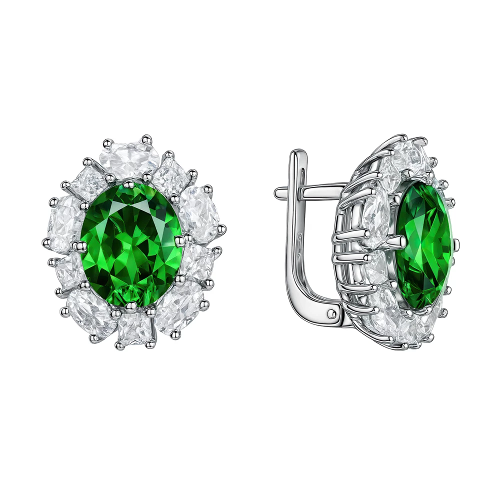 Серьги с фианитами из серебра 925 пробы