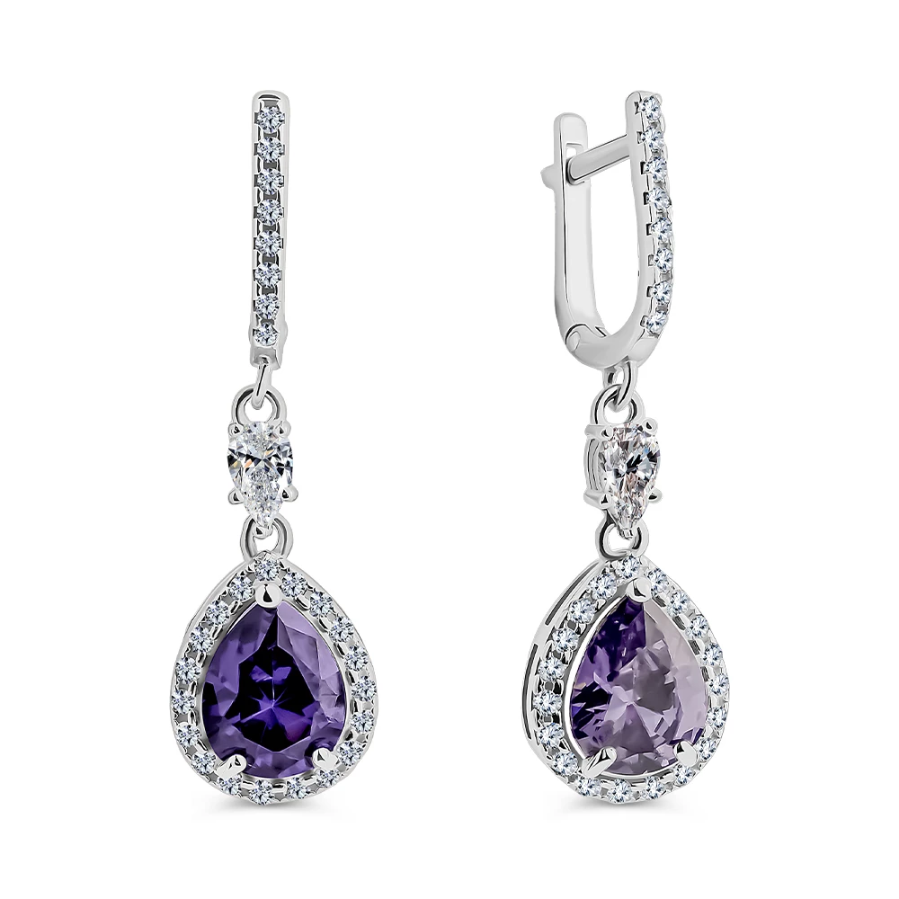 Серьги с фианитами из серебра 925 пробы
