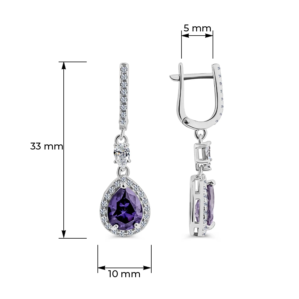 Серьги с фианитами из серебра 925 пробы