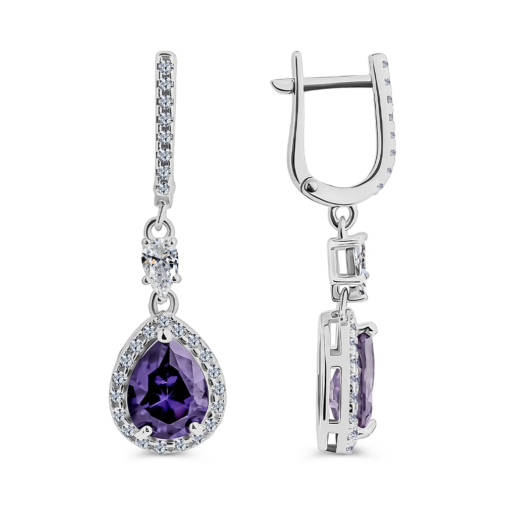 Серьги с фианитами из серебра 925 пробы