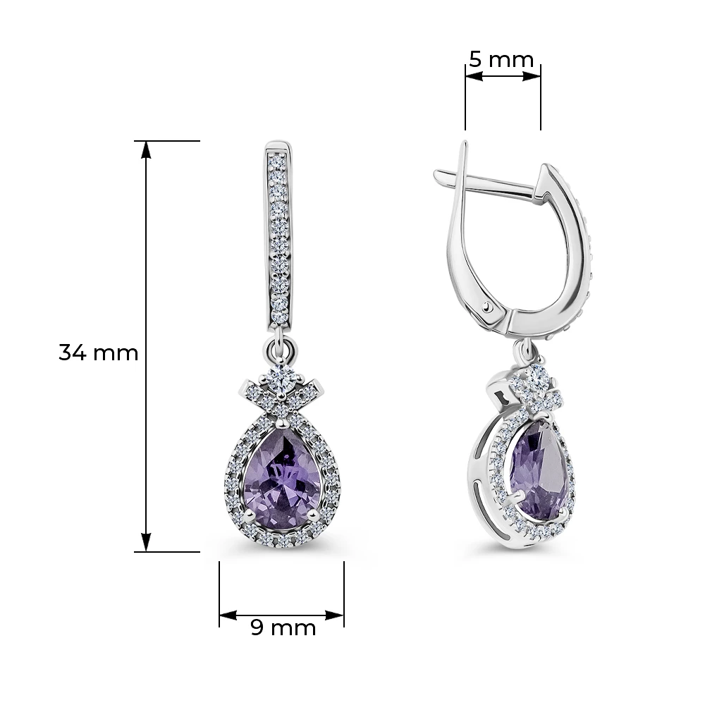 Серьги с фианитами из серебра 925 пробы