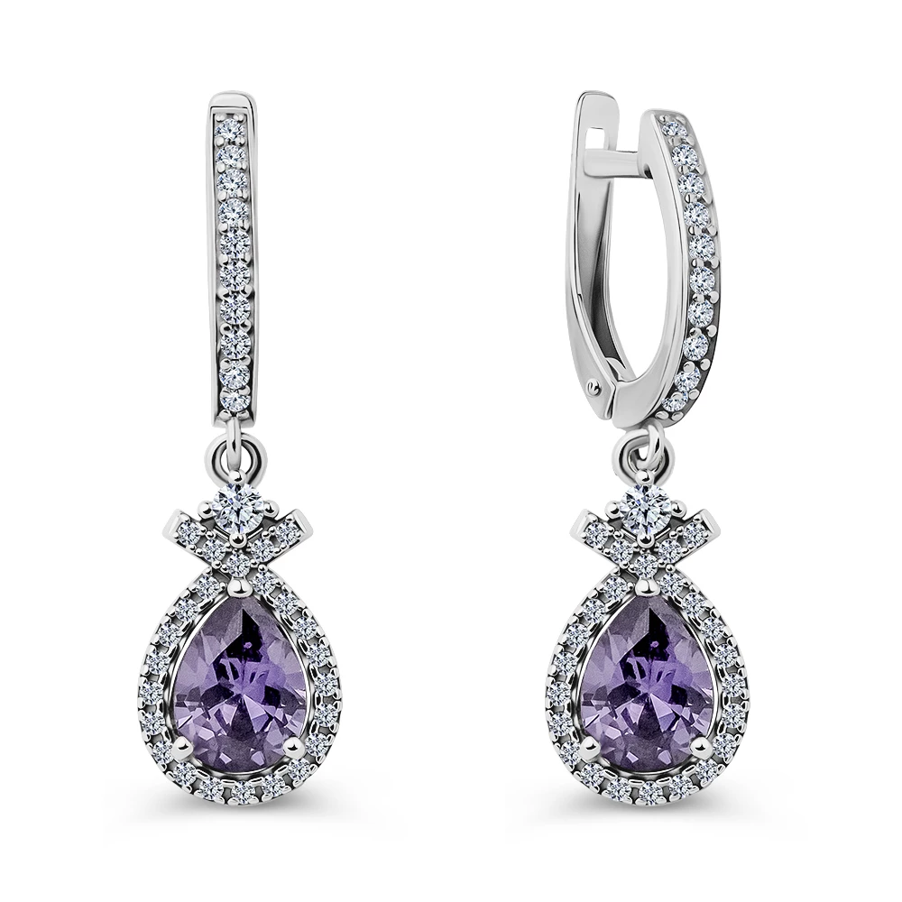 Серьги с фианитами из серебра 925 пробы