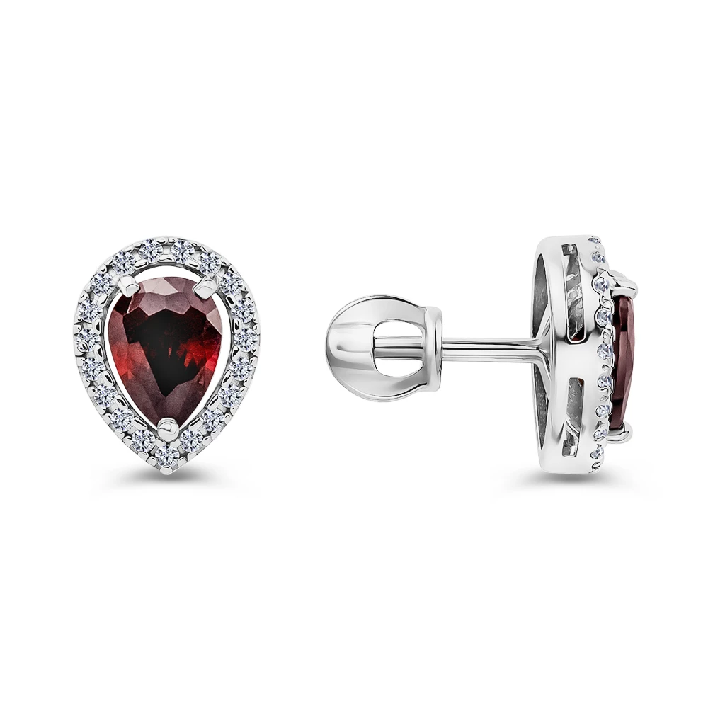 Серьги с фианитами из серебра 925 пробы